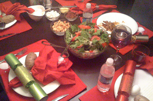 Christmas Dinner Table with Christmas crackers!