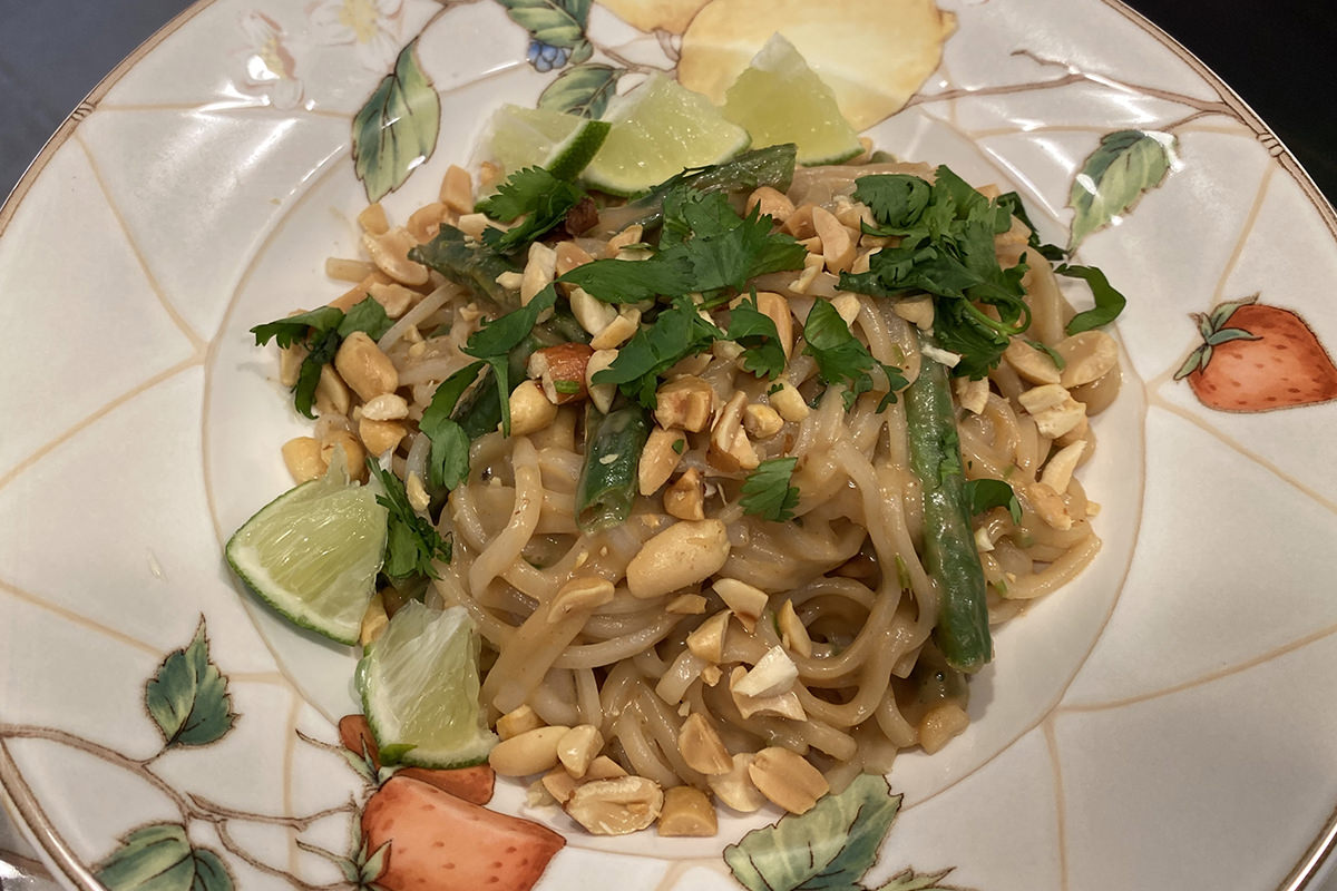 Totally Delicious Coconut-Peanut Rice Noodles with Blistered Green Beans.