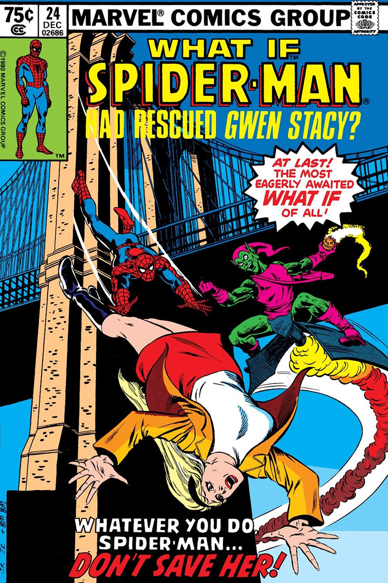 The cover of What If where Spider-Man rescues Gwen Stacy