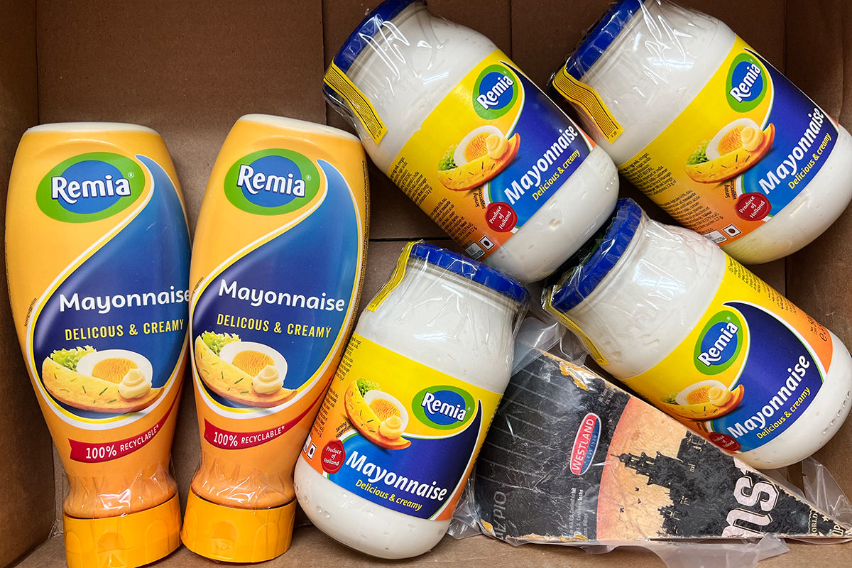 A box of Dutch mayo products.