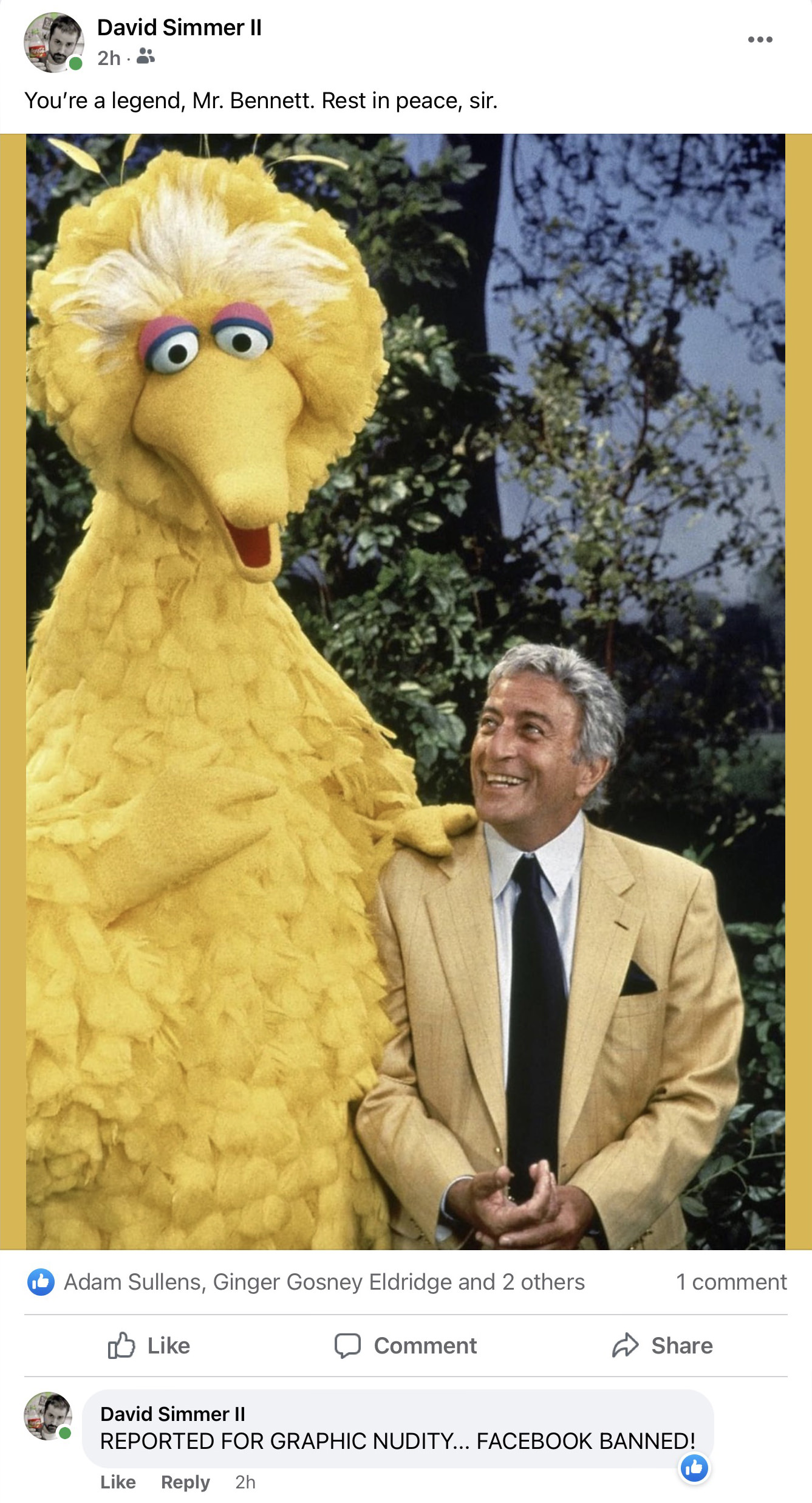 Tony Bennett with Big Bird... AND BIG BIRD IS NAKED!!!