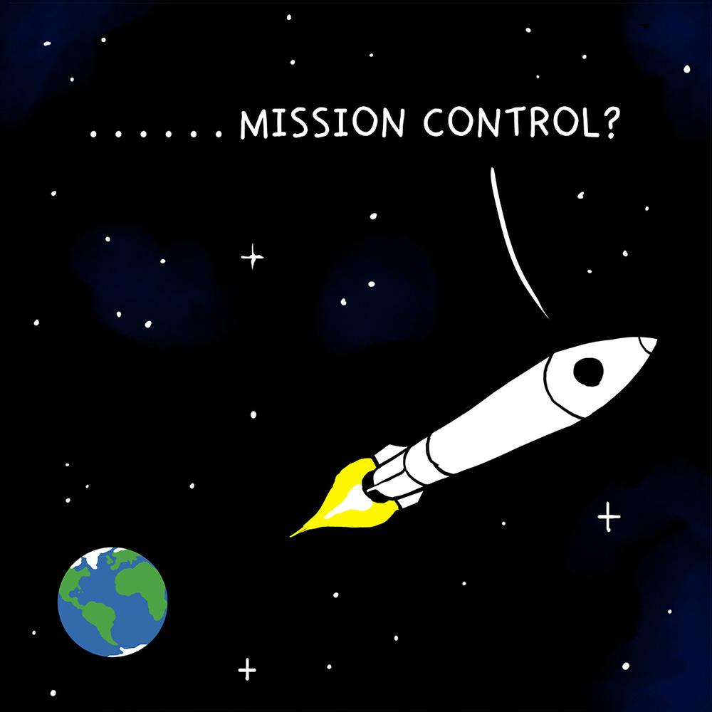 The rocket flying into deep space... MISSION CONTROL?