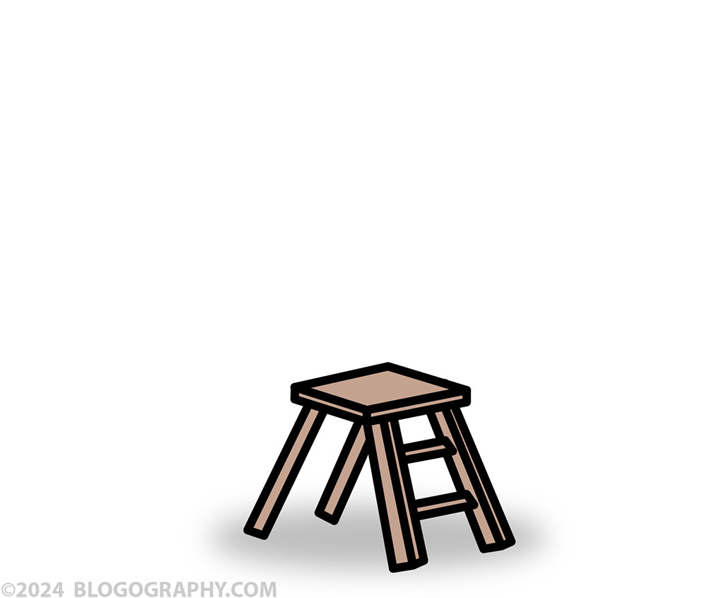 A cartoon step ladder sits on this blog post... as if waiting for something...