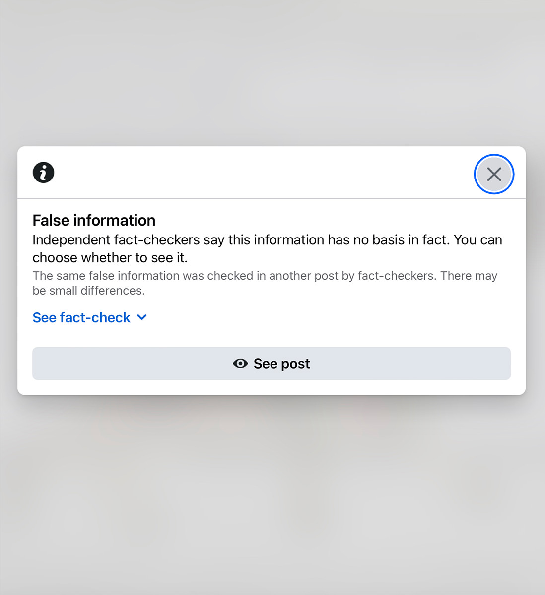 Facebook: False information. Independent fact-checkers say this information has no basis in fact. You can choose whether to see it. The same false information was checked in another post by fact-checkers. There may be small differences.