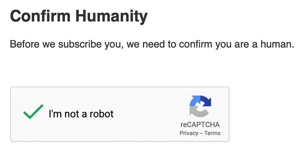 CAPTCHA asking me to confirm humanity.