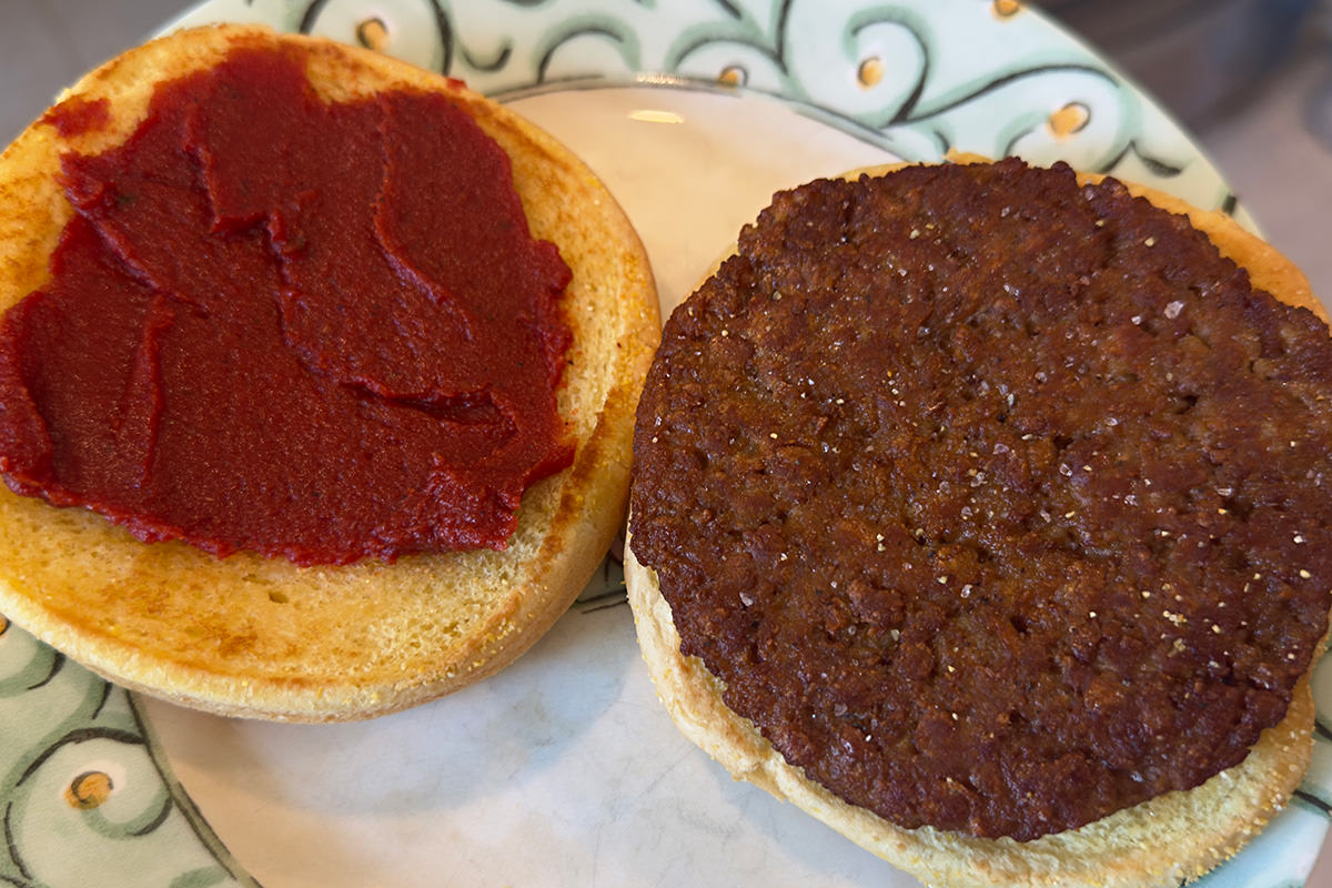 My homemade ketchup on a veggie burger.