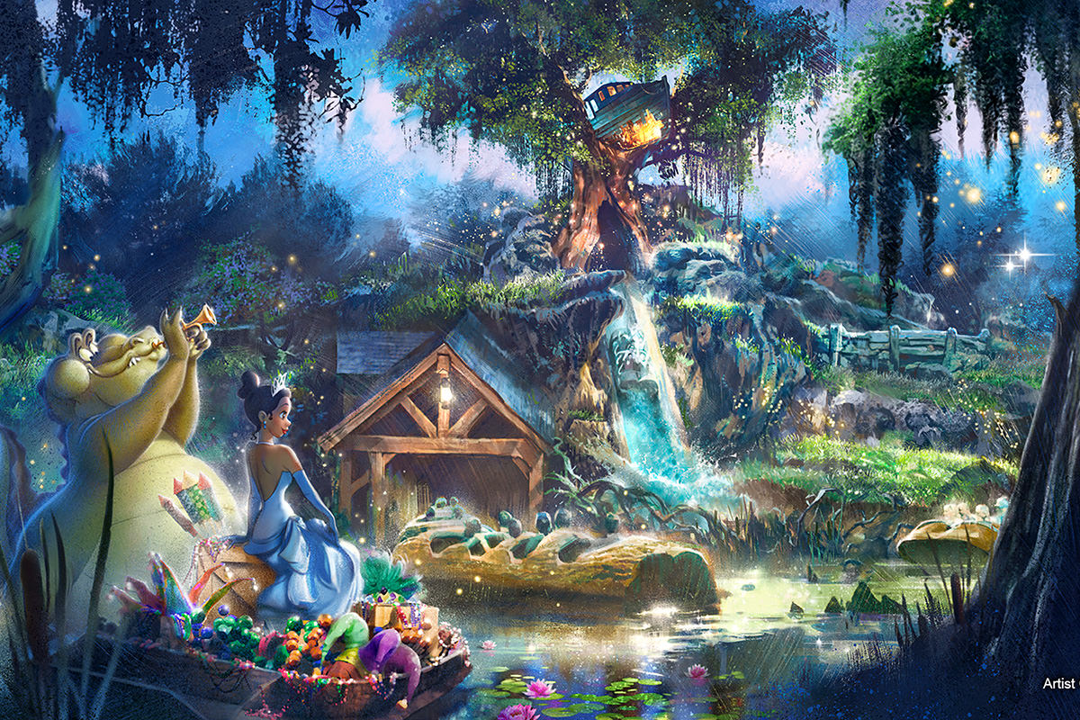 Concept art for Tiana's Bayou Adventure.