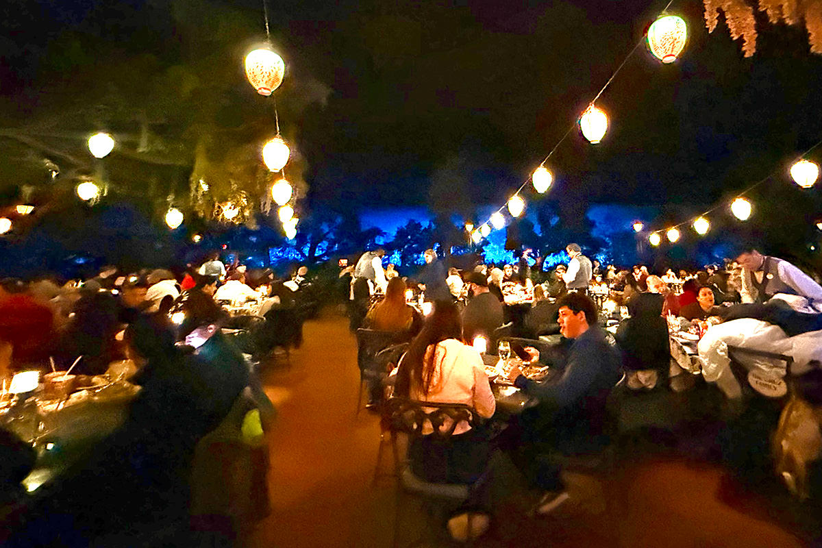 The busy interior of the Blue Bayou at Disneyland