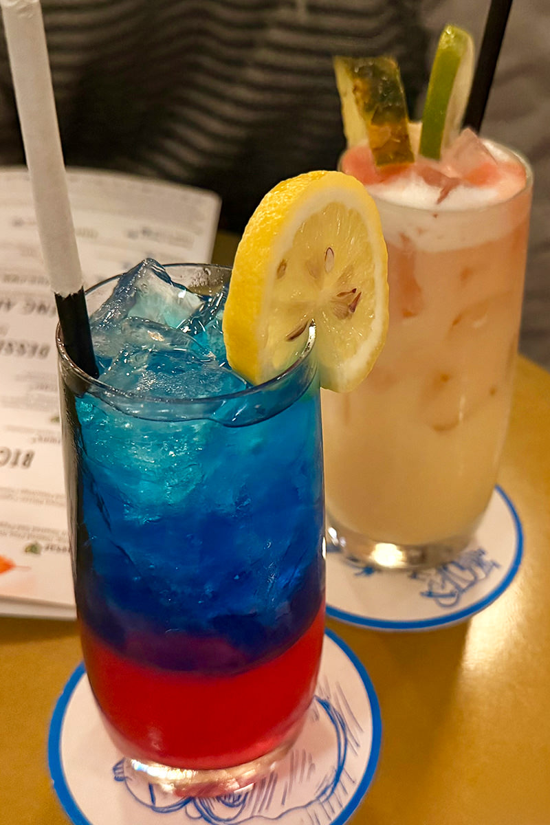 Colorful drinks at The Lamplight Lounge Disneyland