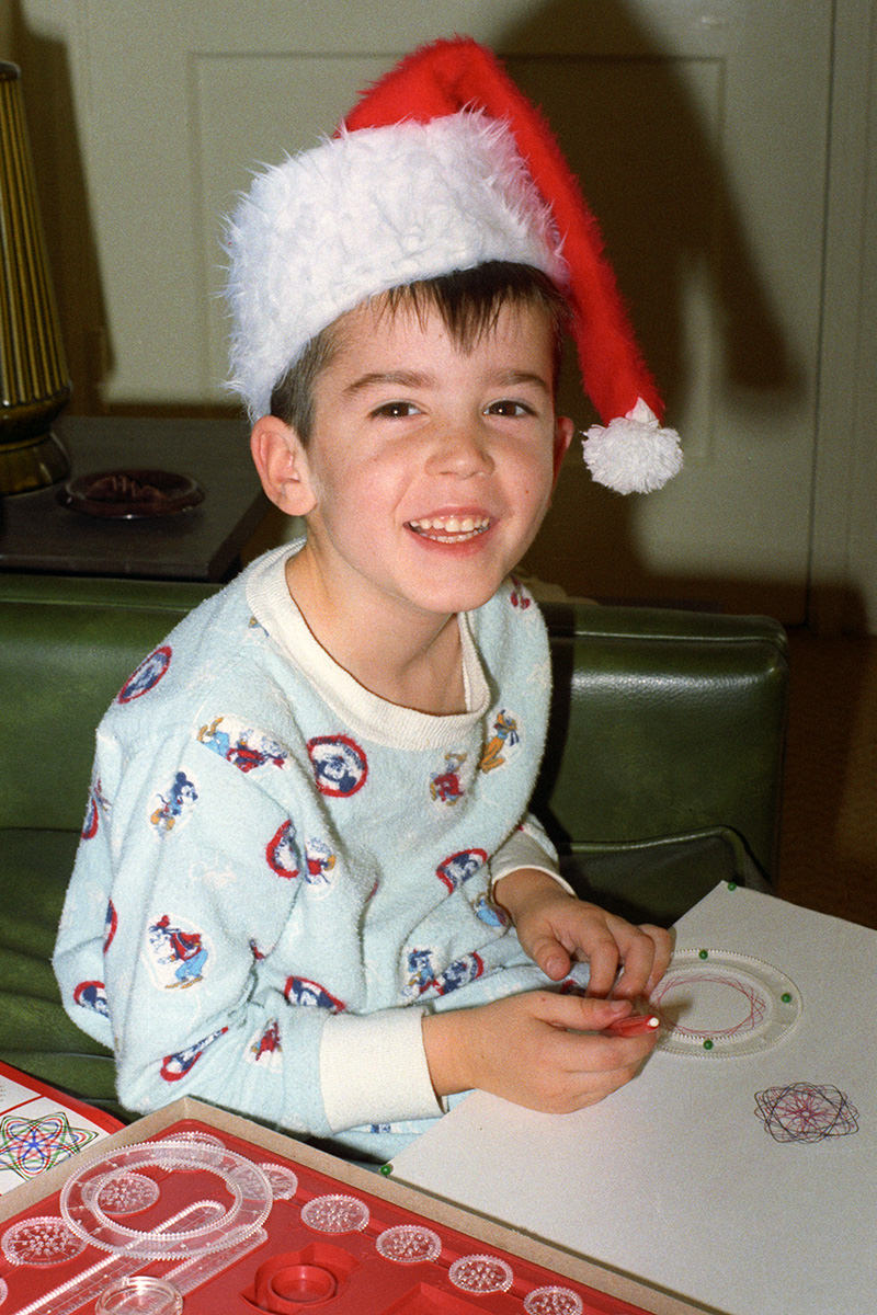 Young Dave with his brand new Spirograph set at Christmas